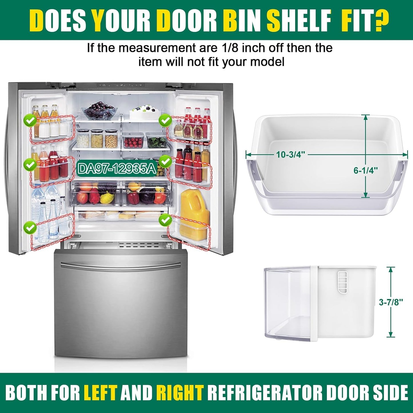 UPGRADED DA97-12935A Refrigerator Door Bin Replacement for Samsung Fridge Parts, Left and Right Door Shelf Basket
