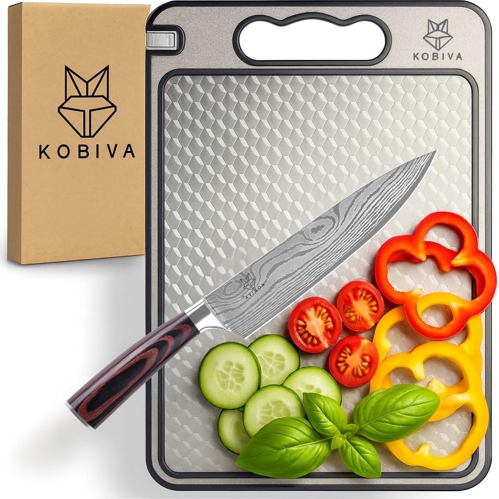 304 Stainless Steel Cutting Board for Kitchen | Dishwasher Safe Non-Toxic Metal Chopping Board | Scratch Resistant