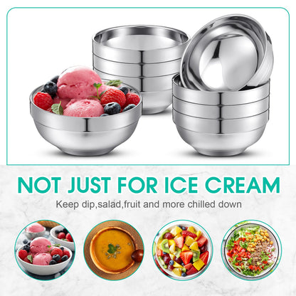 Funnymoom 4 Pack 24 Oz stainless Steel Bowls Double Walled Insulated Soup Ice Cream Metal Mixing Nesting Bowls for Serving Soup Rice Cereal
