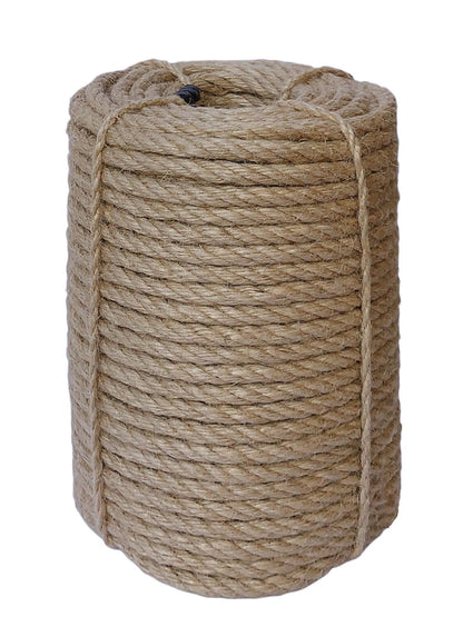 ILIKEEC 8mm Jute Rope, 164 Feet Braided Heavy Duty Twine, Thick Jute Twine Rope for Cat Scratch Post, Craft,DIY Artwork, Bundling, Home Decor, Gardening Applications (8MM 164FT)