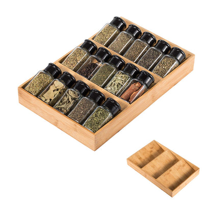 Sansnow 3-Tier Bamboo Drawer Spice Rack Wooden Kitchen Cabinet Spice Organizer Spice Jar Holder, Medicine/Health Care/Vitamin Bottles Storage Rack (Pre-Measure Drawer Dimensions), 1 Pack Drawer Rack
