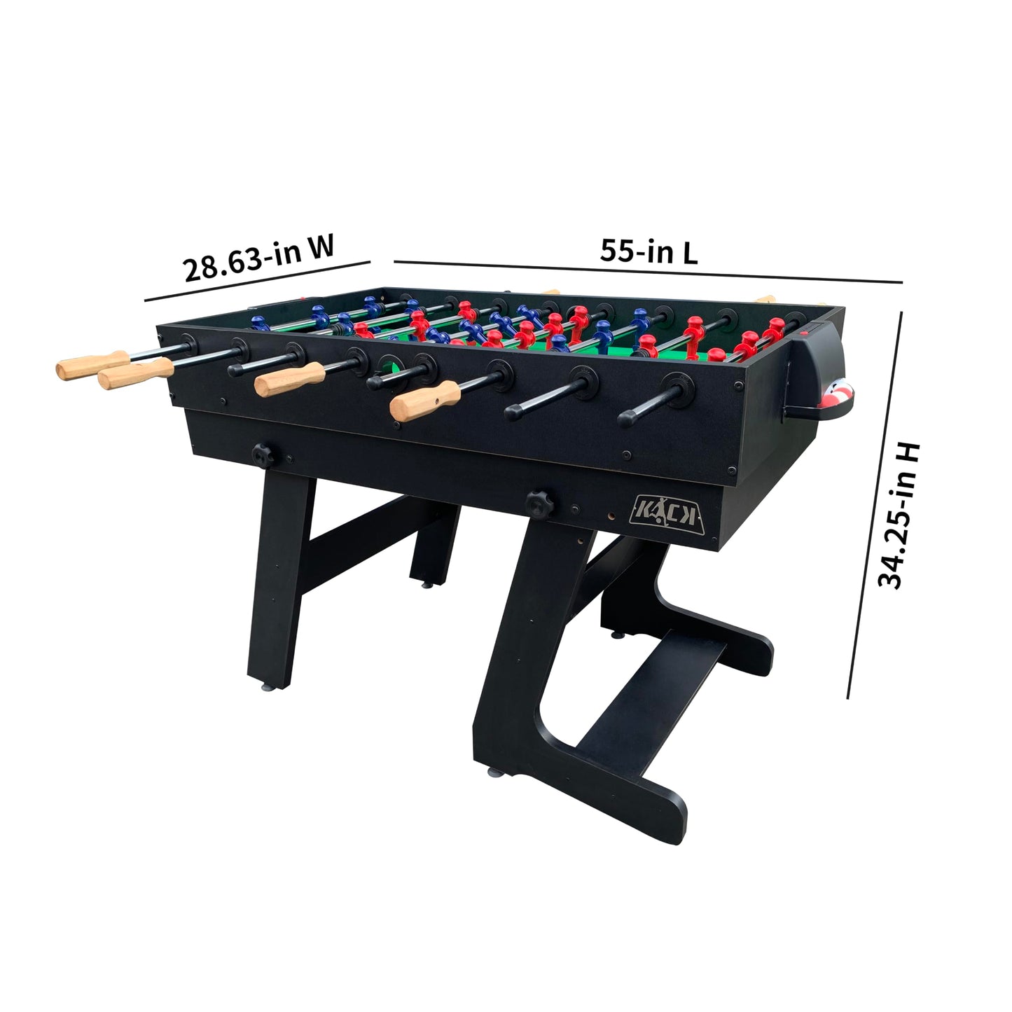 KICK Quatro 55" 4-in-1 Multi Game Table (Black) – Foosball, Billiards/Pool, Push Hockey & Ping Pong