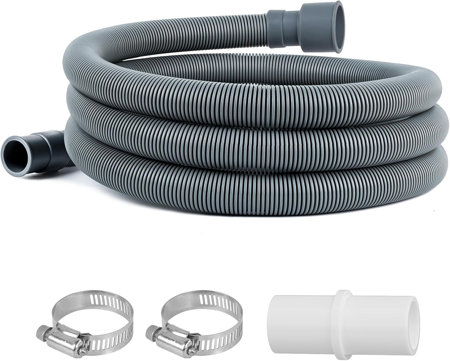 JUWO 6 Ft Washing Machine Drain Hose Extension, Universal Corrugated Discharge Hose for Magic Chef, Panda, Hair (Gray)