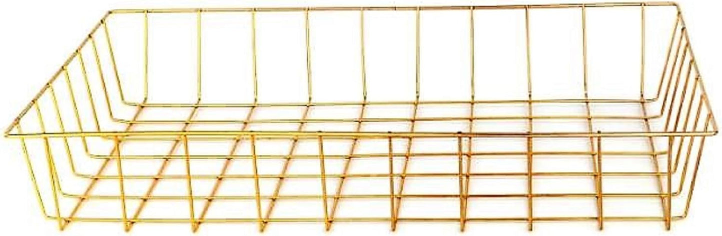 Gold Iron Wire Baskets and Trays: Round and Rectangular, 4-ct Sets (Tray)