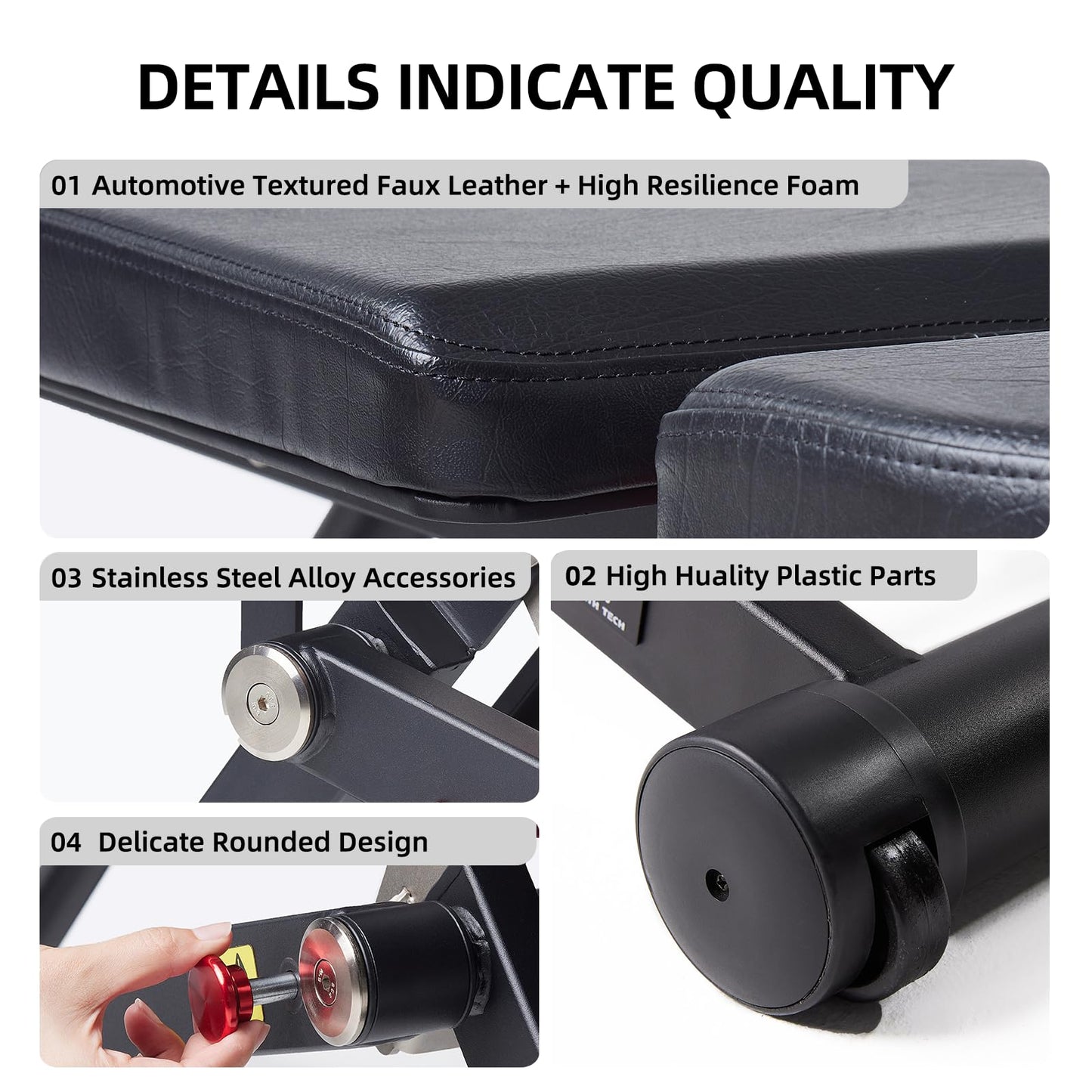 DHT Weight Bench, Adjustable Weight Benches for Home Gym, Workout Bench with Fast Folding, Incline Decline Bench Press for Full Body, Black