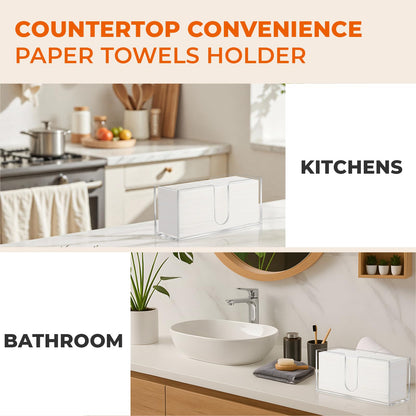 1PACK Paper Towel Holder, Countertop Paper Towel Dispenser Bathroom Paper Hand Towels Dispensers Clear Acrylic Napkin Holder Suitable for Z-fold, C-fold or MultiFold Trifold for Bathroom Kitchen