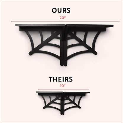 2 BELL BOOK AND CANDLE PC Spider Web Floating Shelves - Hang Separately or Together - Spooky Gothic Decor - Goth