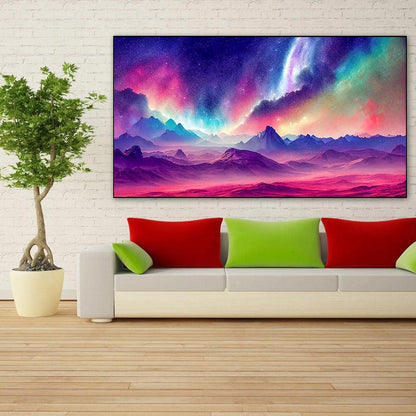ijbnhd Large Diamond Painting Kit for Adults- Large Diamond Art Kits for Adults, Aurora Mountain Full Drill Round Gem Art for Crafts Home Wall Decor Gift 27.5 X 15.7inch