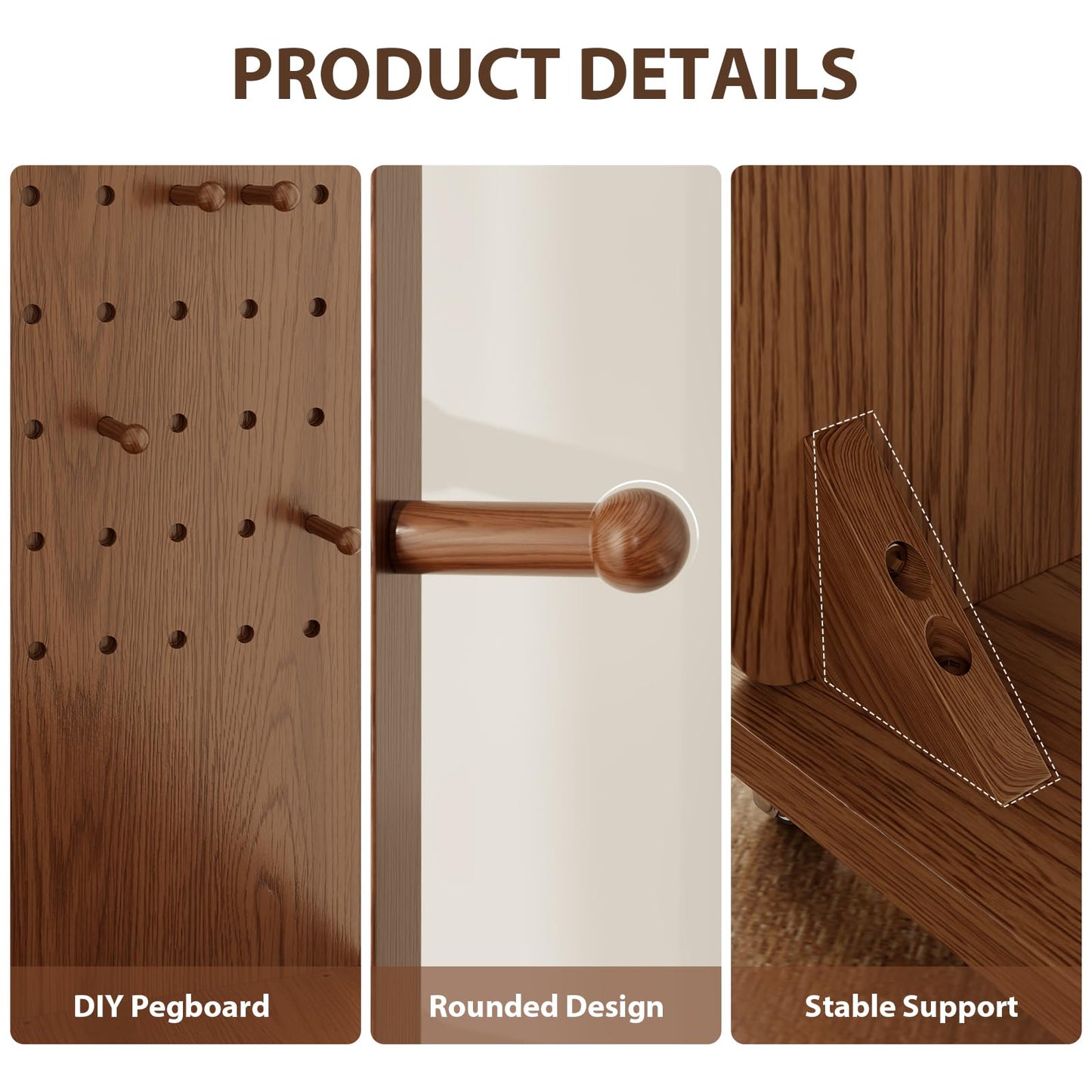 DONGMUWUJEE Solid Wood Full Length Mirror Clothes Rack,70" x 40" x 16" Oversize Standing Mirror Full Length with Brake Wheels, Floor Mirror for Living Room, Entryway, Bedroom (Walnut)