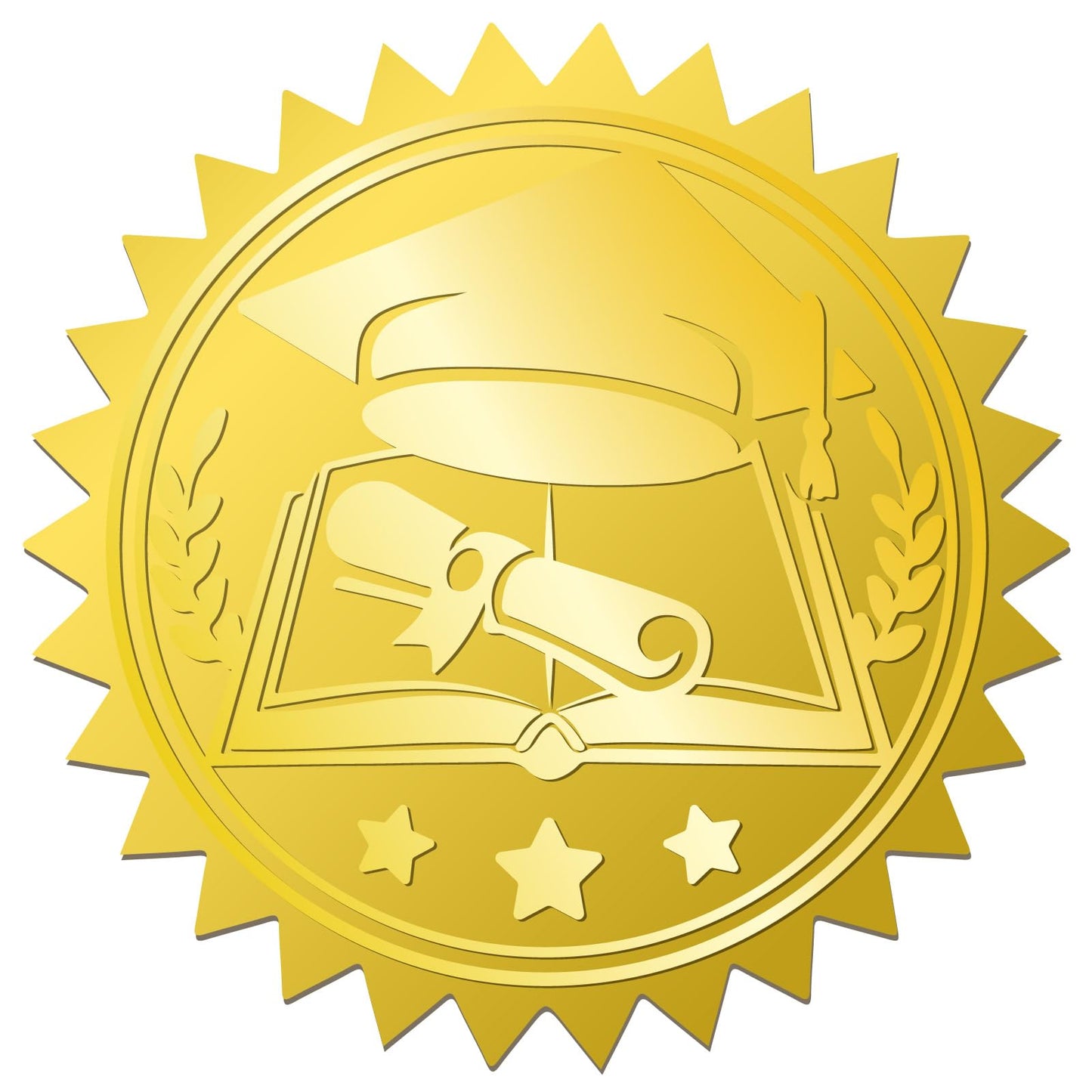 CRASPIRE 408Pcs Graduation Cap Books Certificates Official Gold Foil Embossed Stickers 2" Self Adhesive Envelopes Seals Round Labels for Award Wedding Invitation Corporate Diplomas Gift Wrapping Decor
