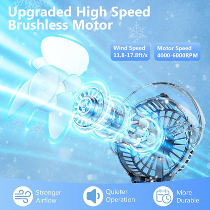 WITHOUSE 6000mAh Portable Handheld Misting Fan as Backup Power, 50ml XL Water Tank, 20H Runtime 3 Speeds, 180° Foldable Rechargeable Mist Fan for Travel, Outdoors, Makeup - Black