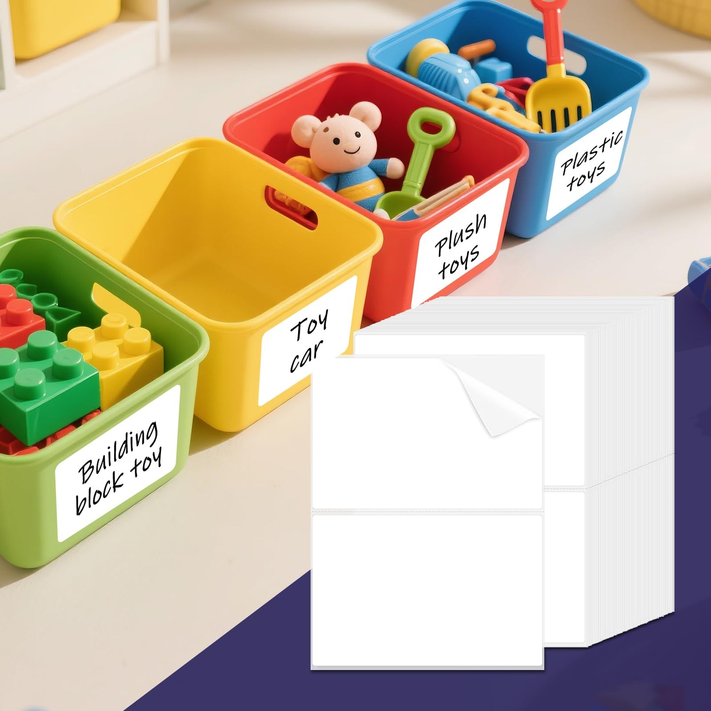 L LIKED 4"x6" Blank Removable Labels for Storage Bins, No Residue Handwritten Stickers for Boxes and Cases (150 Labels)