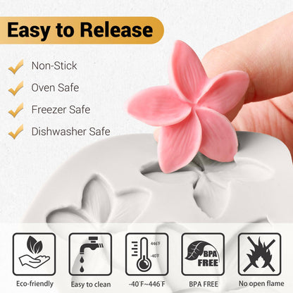 JOERSH 5PCS Silicone Flower Molds, Non-Stick Daisy Sunflower Fondant Chocolate Molds for Dessert Cake Decorating, Cupcake Topper, Cake Pop, Candy