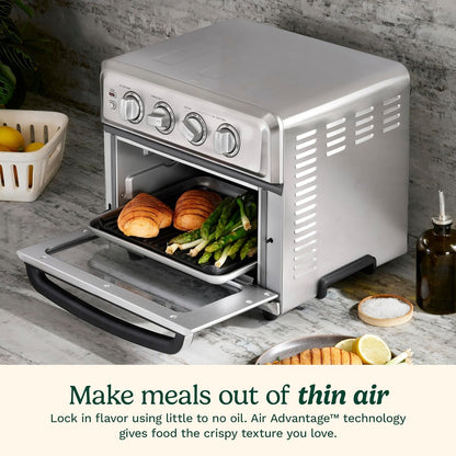 Cuisinart Air Fryer Toaster Oven, 1800W, 8-in-1 with Air Fry, Convection, Broil & Warm, 0.6 Cubic Feet, 60-Minute Timer, TOA-70NAS, Stainless Steel