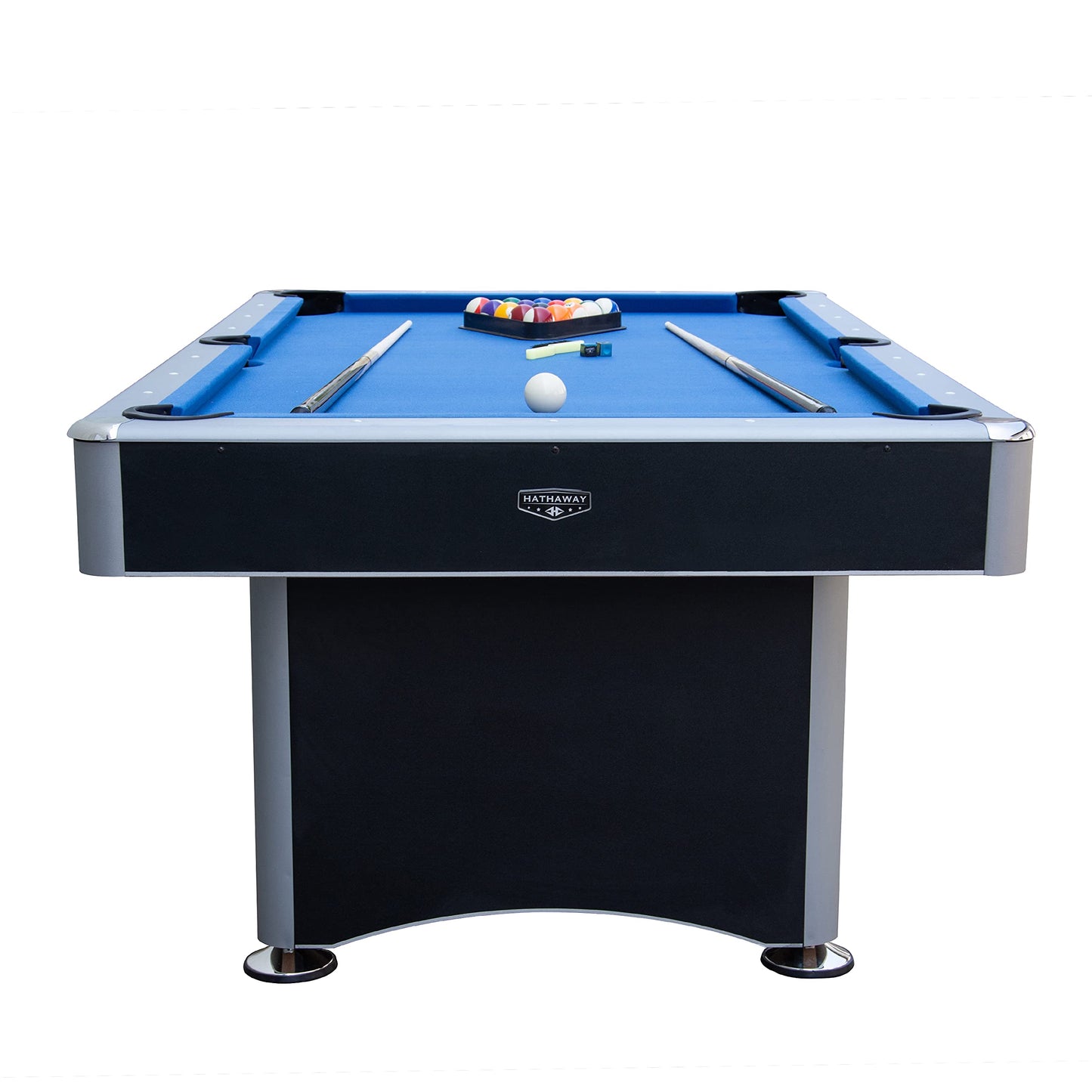 Hathaway Maverick II 7 Foot Pool Table with Table Tennis Top – with Accessories for Both Games – Space-Saving Ping Pong and Pool Table Combo for Families – Matte Black Finish, Blue Felt