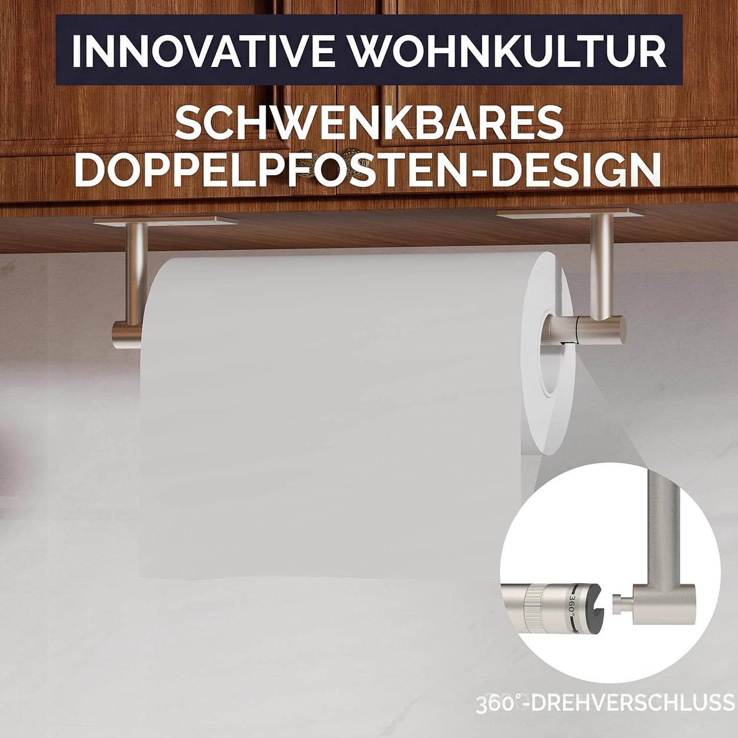 WZKALY Paper Towel Holder Under Cabinet, Self Adhesive or Wall Mounted SUS304 Stainless Steel Paper Towel Holder for Kitchen, Bathroom, Farmhouse, Barbecue and Laundry (Silver)