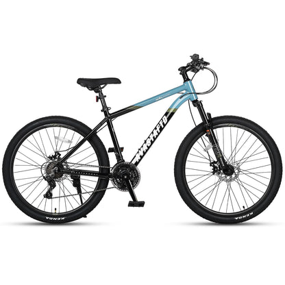 AVASTA 26-inch Mountain Bike for Man Male and Woman Female Adult with Lightweight Aluminum Alloy Frame and Dual Disc Brakes,Front Suspension,21-Speed Gear Shifters,Hidden Brake Cables,Blue