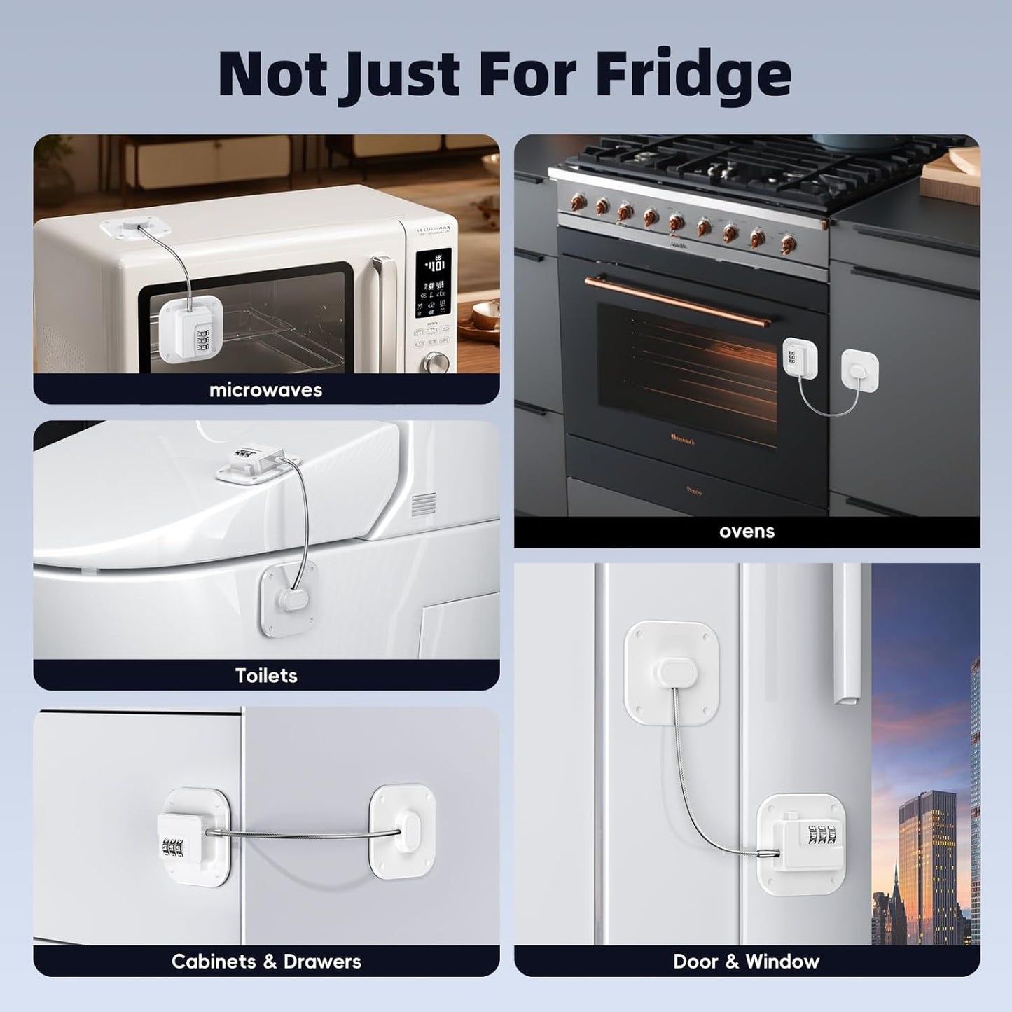 Child Proof Fridge Door Lock with Adhesive, Combination Latch for Kids and Pets, Self Adhesive