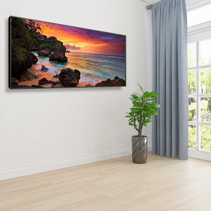 JATOK Large Diamond Painting Kits for Adults (35.5x15.7in), Seaside Sunrise Full Round Drill Diamond Arts, Paint by Diamonds Kits Craft Canvas Perfect for Home Wall Decoration and Relaxation