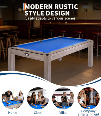 Garvee 7FT Professional Pool Table Set for Adults, Billiard Table Set with Complete Accessories - Rustic Grey Game Table with Black Cloth,Ideal for Home Game Room & Parties