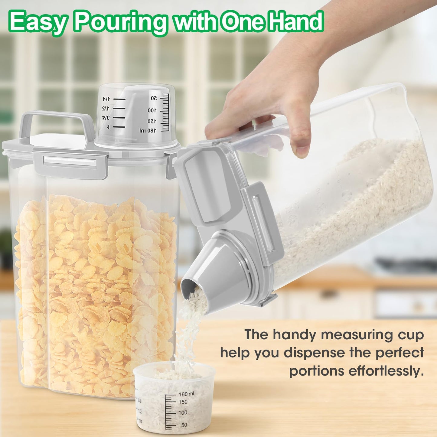 TBMax Rice Storage Container 3 to 5 Lbs - Small Pet Dog Cat Food Container Dispenser with Easy Pouring Spout & Cup, Portable Cereal Container for Small Spaces, Travel, or Daily Use