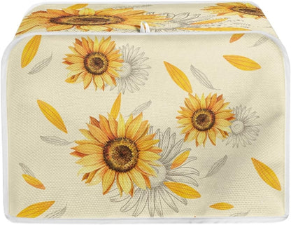 Sunflowers Toaster Cover, 4 Slice Appliance Dust Cover, Flower Theme Kitchen Small Appliance Covers, Fits Long Slot