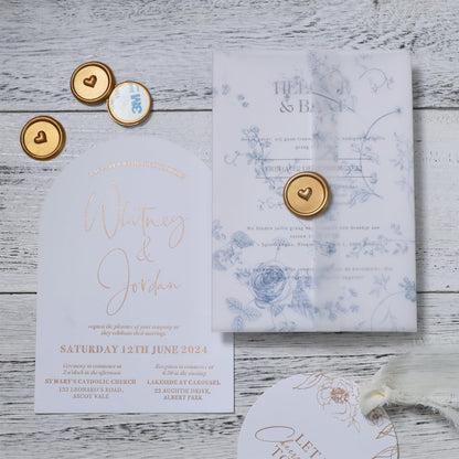 UNIQOOO Wax Seal Stickers - 3D Heart Wedding Invitation Envelope Seal Stickers, 50 Pcs Self- Adhesive Antique Gold Stickers, Perfect for Invitation, Christmas, Gift