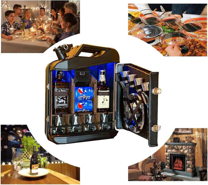 MNJVCFDS Personalized Small Bar, Portable Whiskey Bar Cabinet, Christmas Mini Bar Gasoline Barrel Wine Cabinet Display, Gift for Husband Men Women Dad Boy Girl Boss