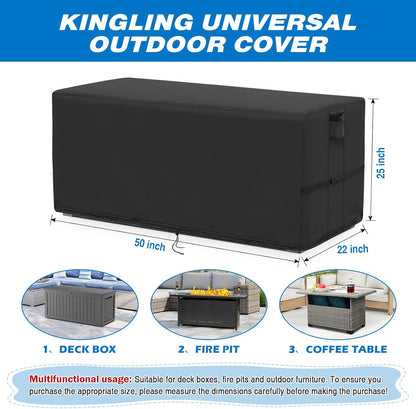 100 80 (50" 22" 25" Kingling Deck Box Cover, Outdoor Storage Box Cover for YITAHOME Gallon/Keter Gallon Deck Box