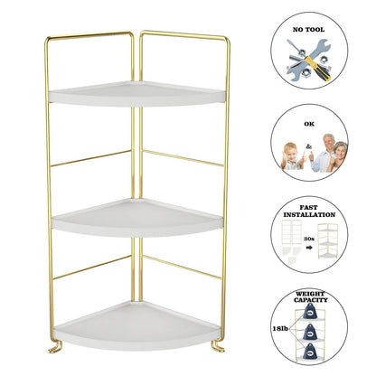 3-Tier Kitchen Spice Rack , Standing Rack,Triangle Bathroom Countertop Storage Shelf ,Cosmetic Organizer Holder , Stackable Cabinet Organizer , Kitchen Counter Shelf , Corner Spice Rack ,Golden