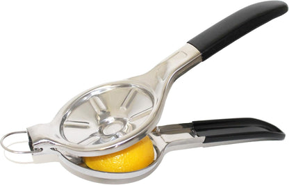 [Free Citrus Tap Gift] EcoJeannie Jumbo FLAT PRESS Lemon Squeezer, 100% Stainless Steel, Silicone Handle (LS0003S)