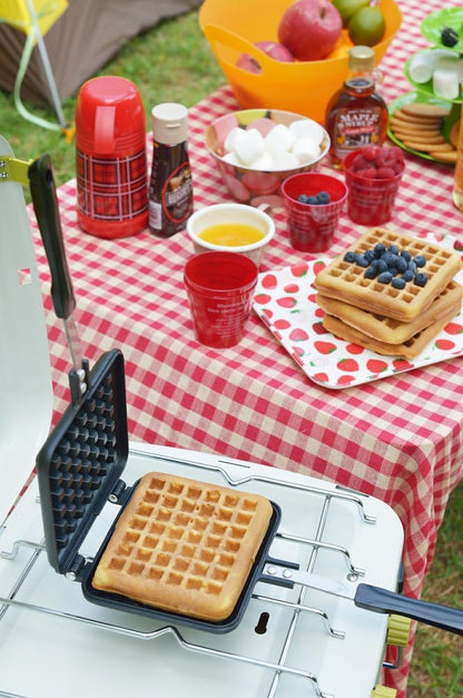 Yoshikawa SJ2275 Waffle Maker, Single, Black, Fluorine Treatment for Gas Stoves, 13.6 x 5.6 x 1.3 inches