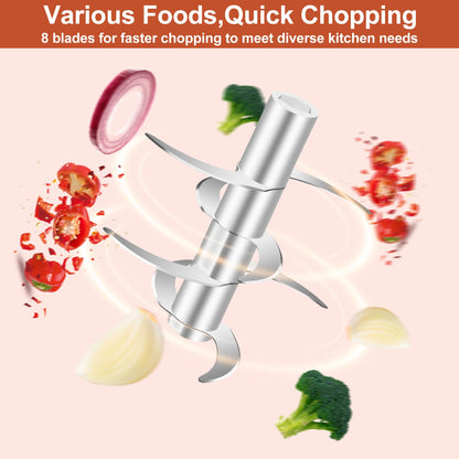 450ML (1.8 Cup) Electric Garlic Chopper, Mini Portable Food Processor, Garlic Grinder Masher for Onion, Ginger, Chili, Fruit, Vegetable, Meat