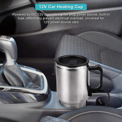 GOTOTOP Car Heating Cup, 12V 450ML Electric Car Kettle, Portable Stainless Steel Heated Travel Mug