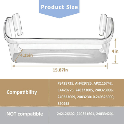 240323002 Refrigerator Door Bin Shelf for Frigidaire or Electrolux, Clear, Bottom 2 Shelves, Replaces PS429725