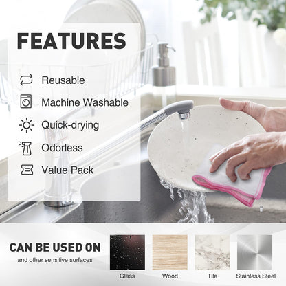 OnBrand Naturally Wood Fiber Cleaning Cloth, Microfiber Cleaning Cloths, 16 Pack Super Absorbing Dish Cloths for Washing Dishes, Reusable General Kitchen Towel