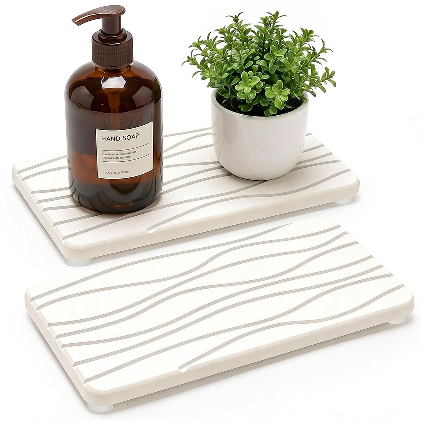 Water Absorbing Stone Tray for Bathroom Sink Stone Drying Mat for Kitchen Counter Diatomite Sink Soap Dispenser Trays Quick Dry Mat Kitchen Decor Diatomaceous Earth Vanity Tray Bathroom Accessories