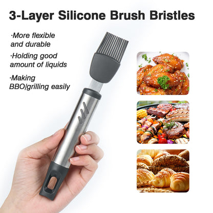 Lebabo Silicone Basting Brush, 7.67 Inch Pastry Brush For Baking Barbecue, Heat Resistant Grill Brush For Oil And Sauce, Comfortable Grip, BPA Free and Dishwasher Safe (2 Pcs)