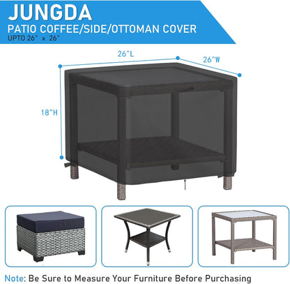 26 Inch 26 26 18 Inch Outdoor Ottoman Cover Square, Waterproof Patio Ottoman Cover, Heavy Duty Outdoor Side Table