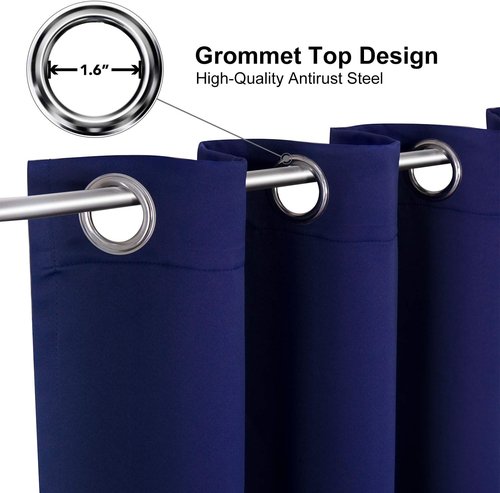 ChrisDowa Blackout Curtains - Thermal Insulated Room Darkening Panels Set (Navy Blue, 52"W x 63"L)