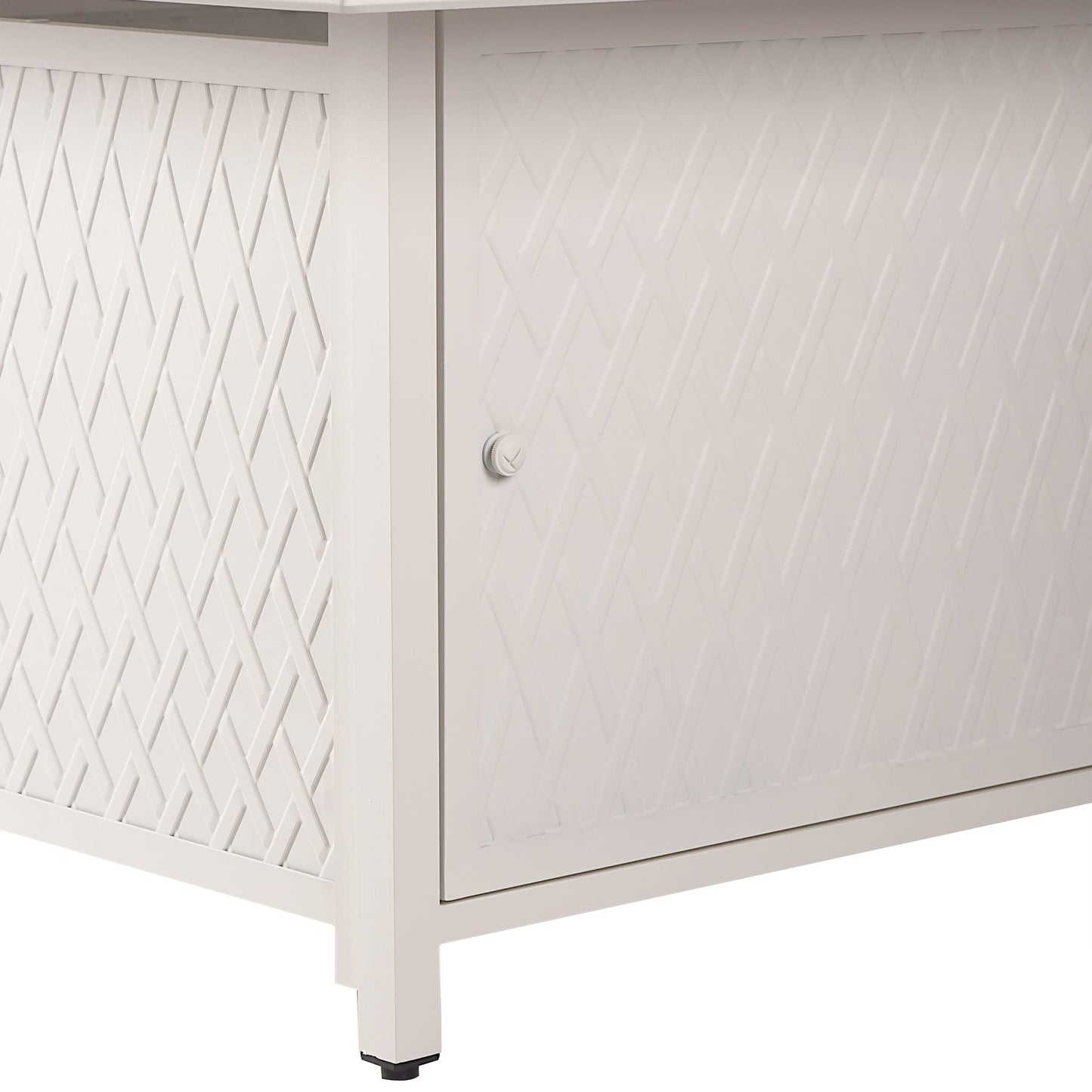 Oakland Living Square 42 in. x 42 in. Aluminum Propane Fire Pit Table with Glass Beads, Two Covers, Lid, 57,000 BTUs in White Finish