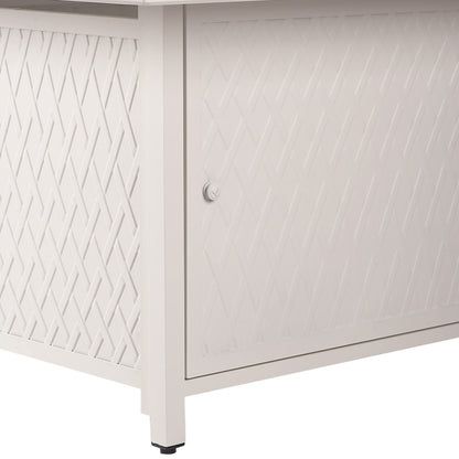 Oakland Living Square 42 in. x 42 in. Aluminum Propane Fire Pit Table with Glass Beads, Two Covers, Lid, 57,000 BTUs in White Finish