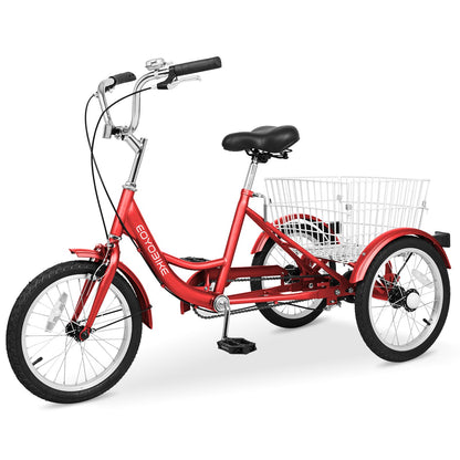 H&ZT Adult Tricycle, 3 Wheeled Bike, Trike Cruiser Bike, with 7-Speed Gear, Parking Brake Handle, Low Step, Large Rear Basket, Elderly Friendly, for Men, Women, and Teens