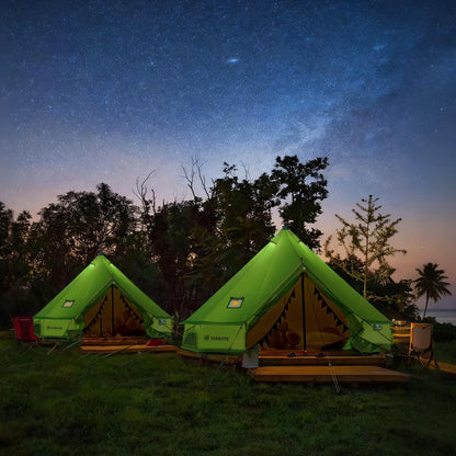 Canvas Bell Yurt Tent with Stove Jack, Waterproof Luxury 4 Season Tents for Family Outdoor Camping 100% Cotton Green Glamping Tents for Hunting, Partie, All Year Living (4M- 173 sq. ft yurt)