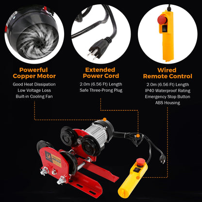 BEAMNOVA Lifting Chains with Adjuster Hooks, 5/16 Inch x 10 Ft, 7000lbs / 3.18 Tons + 1 Ton Electric Hoist Trolley for I-Beam