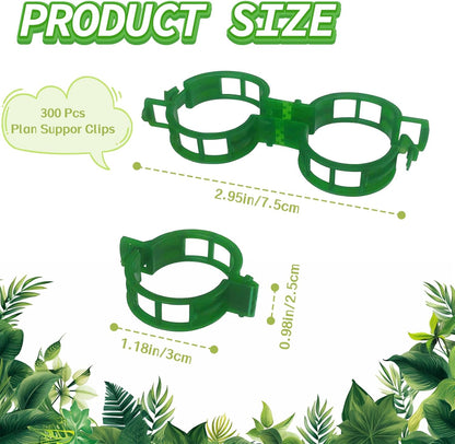 OJYUDD Plant Support Clips - 300 Pcs Plastic Tomato & Garden Vine Clips for Climbing Plants (Green)