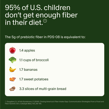 Seed PDS-08 Pediatric Daily Synbiotic - Fiber-Based Prebiotic & Probiotic for Kids - Digestive Health, Regularity, Constipation Relief - Ages 3-17 - Vegan and Shelf-Stable - 30 Sachets (30-Day Supply)