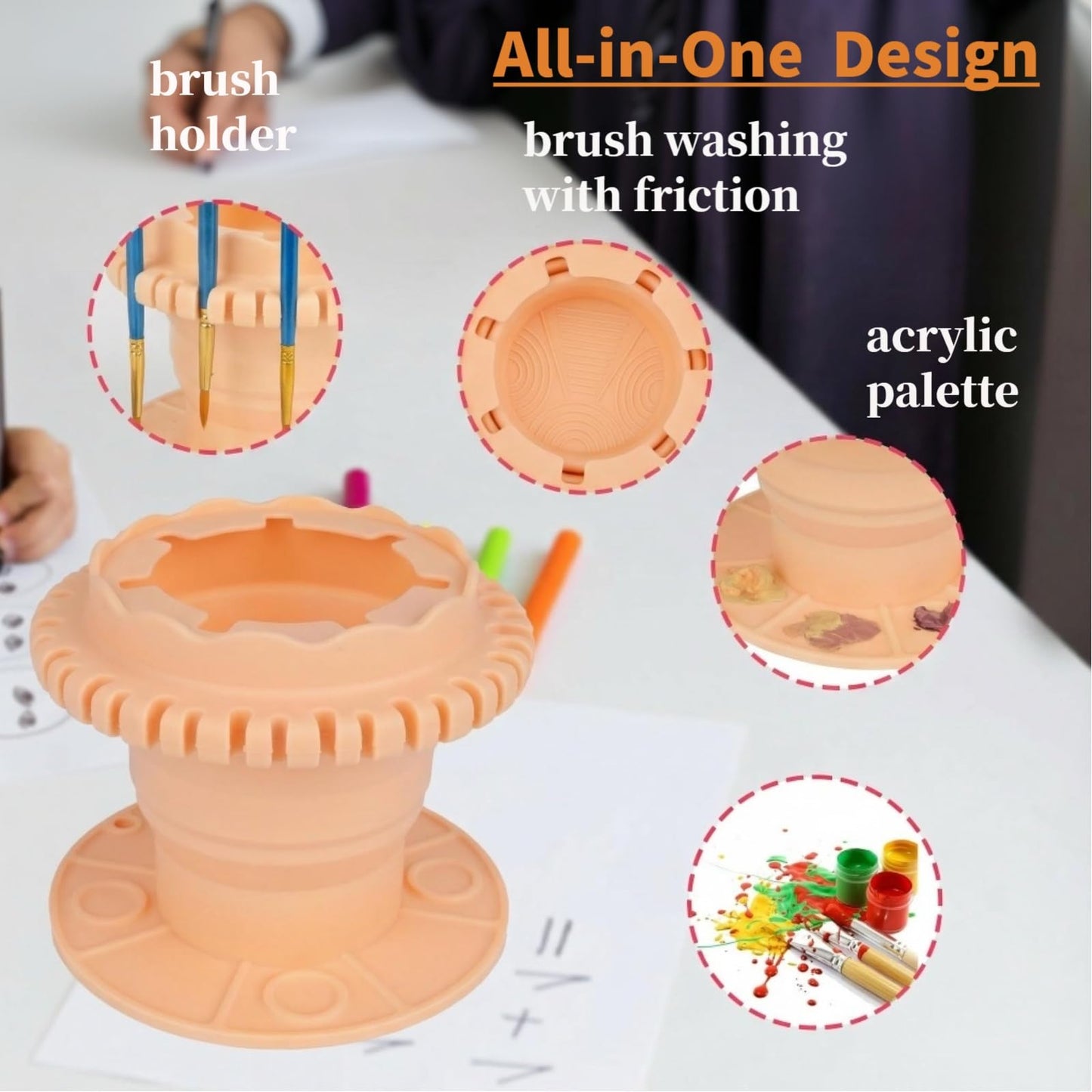 Nythriel Paint Brush Cleaner Tool Collapsibowl With Pallet And Organizer, Collapsible Acrylic Watercolor Portable Paintbrush Rinse Cup, Art Crafts Painting Brush Washing Station