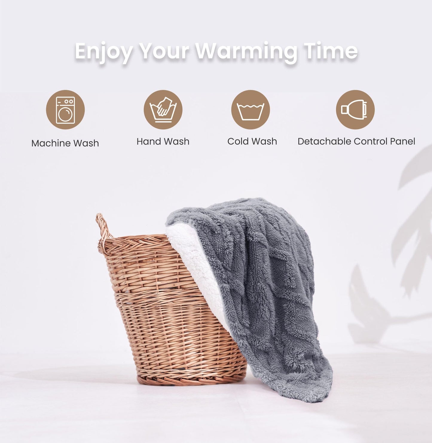 Heated Blanket-Electric Blanket,50"x60" Soft Heated Throw Blanket with 5 Heating Levels & 3 Hours auto-Off,Over-Heat Protection Fast-Heating,Machine Washable（Purple）