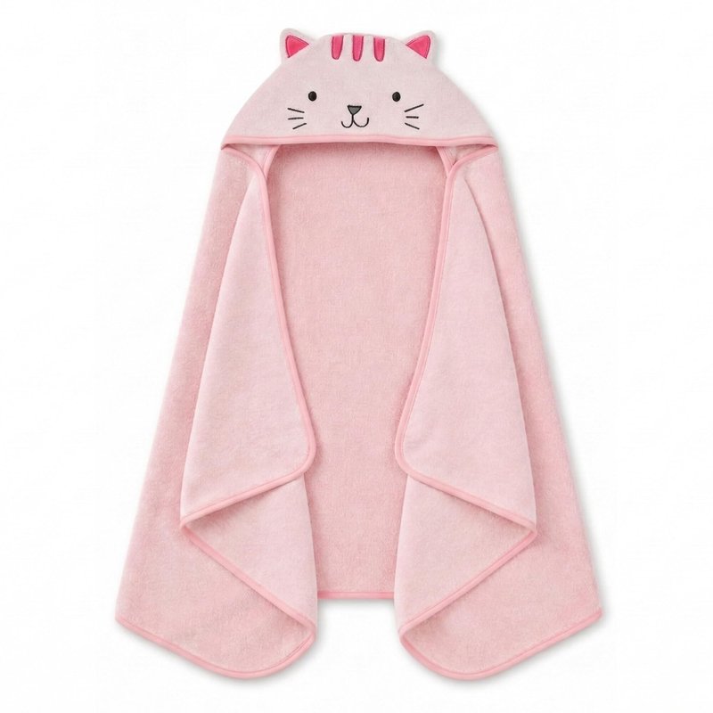 Delta Children Kids Hooded Bath Towel with Pockets - Super Soft and Absorbent- Great Gift for Boys and Girls, Pink Cat